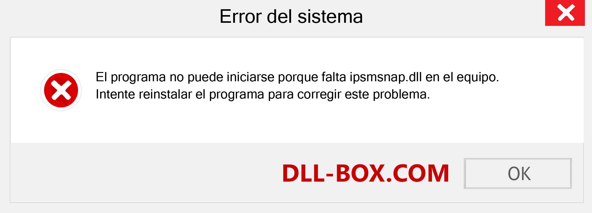 ¿Falta el archivo ipsmsnap.dll ?. Descargar para Windows 7, 8, 10 - Corregir ipsmsnap dll Missing Error en Windows, fotos, imágenes